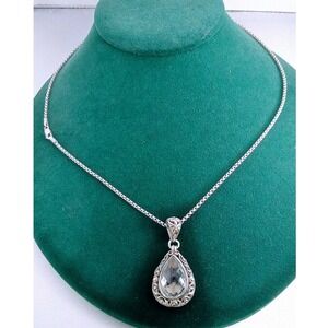 Designer 925 Sterling Silver 18K Gold Pear Topaz Pendant Necklace Italy Chain